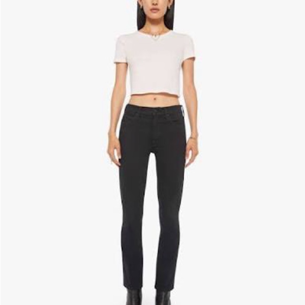 MOTHER The Mid Rise Dazzler Ankle Black Straight Leg Women's Jeans